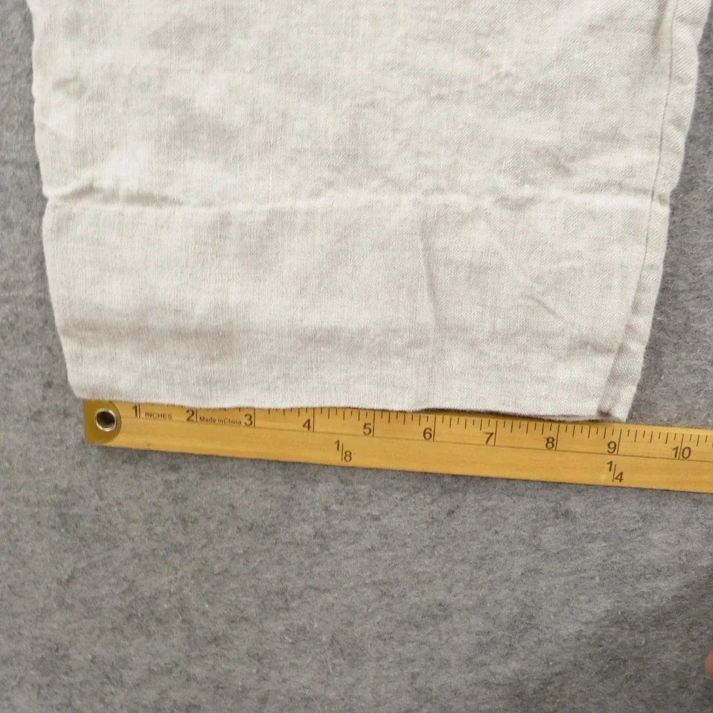 Reformation Womens Pants 8 Beige 100% Linen Wide Leg Pleated High Rise Chambray